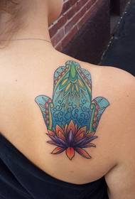 Colorful Lotus Figure Tattoo Pattern