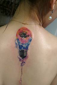 personality female back good looking Color light bulb tattoo illustration picture