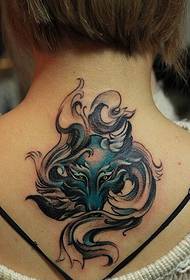female back personality fashion color fox tattoo pattern picture