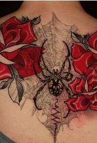 मादी मागे सुंदर सुंदर गुलाब कोळी टॅटू चित्र