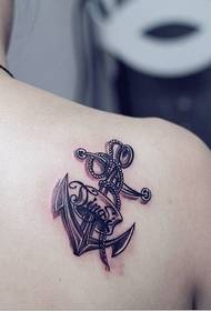pretty back personality Nice anchor tattoo pattern picture