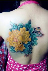 beauty back Beautiful and beautiful looking peony tattoo pattern picture