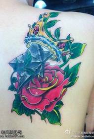 beautiful rose crown tattoo pattern