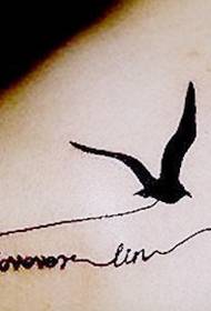 back seagull English tattoo picture