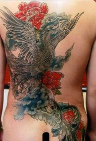 busana pribadi kembali phoenix gambar pola tato peony