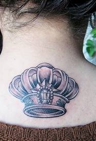 beautiful back-looking crown tattoo