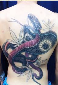 asmeninės užpakalinės mados gražaus gyvatės tatuiruotės modelio paveikslėlis
