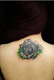 female back only beautiful looking sketch rose tattoo picture