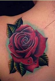 Moud weiblech zréck schéi dropp rose Tattoo Muster Bild