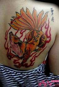 domineering beauty back wolf tattoo picture