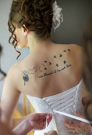 Bride's back beautiful fashion good looking dandelion tattoo picture