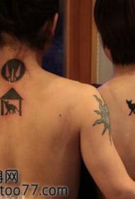 Back couple totem cat tattoo pattern