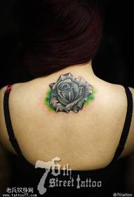 Sieviešu muguras skices rožu tetovējuma modelis