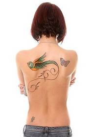 sexy female back beautiful Good-looking bird tattoo pattern picture