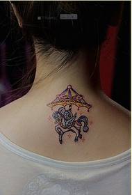 stylish female back nice color carousel tattoo picture
