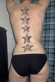 sexy girl atpakaļ skaista svaiga zvaigzne tetovējums Pattern attēlu