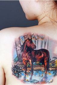 kvindelig ryg farve personlighed mode flot hest tatovering billede billede