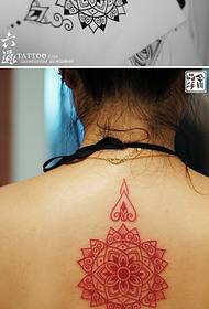 Big red thorns dazzling back vanity tattoo pattern