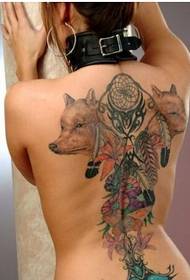 moteriškas stilingo ir gražaus lapės tatuiruotės modelio paveikslo užpakalis