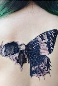 fashion women back personality black gray butterfly wing pattern picture