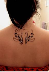 pretty girl back note tattoo pattern picture