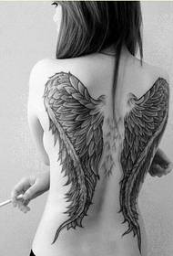 fashion women full back personality wings tattoo pattern picture