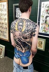 osobní móda muž plný zpět Buddha lotus tetování vzor obrázek