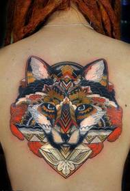 fashion women's back only beautiful color fox tattoo pictures
