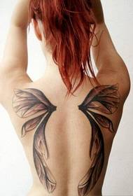 Woman back fashion beautiful butterfly wings tattoo picture