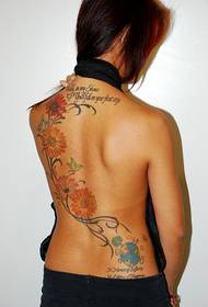 Back vine daisy tattoo pattern