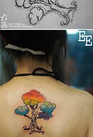 Mini cute rainbow tree tattoo pattern