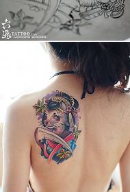women's back Japanese style and wind 伎 fox tattoo pattern