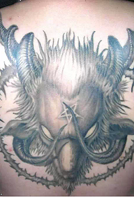 back ferocious black and white sheep tattoo picture