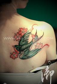 back color school swallow tattoo picture