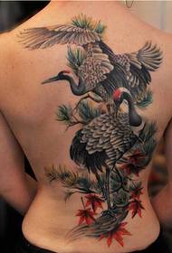 erittäin klassinen muoti täydellinen selkä nosturi tatuointi malli nauttia kuvasta