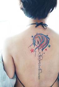 dívka zpět Rainbow Unicorn Tattoo Picture