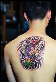Fashion Boys look good looking squid lotus tattoo pattern picture