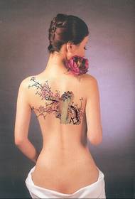 mode sexig skönhet tillbaka plommon blomma tatuering bild bild