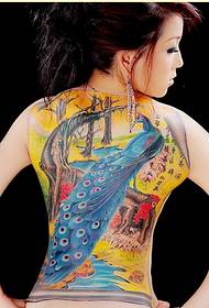 fashion beauty full back beautiful peacock tattoo Pattern picture