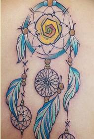 female back personality blue dream catcher tattoo pattern to enjoy the picture