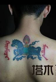 men's Mongolian horse totem tattoo  78963 - Men's Back Sanskrit Tattoo