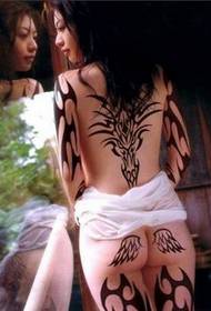 sexy beauty full nude back tattoo picture