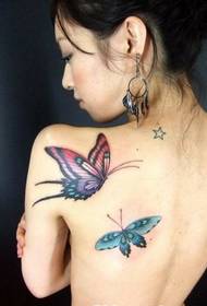 Kubhururuka butterfly sexy back tattoo mufananidzo