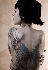 kobieta z powrotem osobowość kolor motyl tatuaż wzór obraz uznania