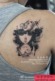 Fata spate frumoasă ilustrație model de tatuaj de frumusețe