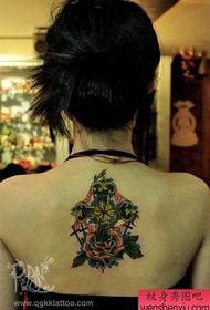 Girl back popular pop cross tattoo pattern