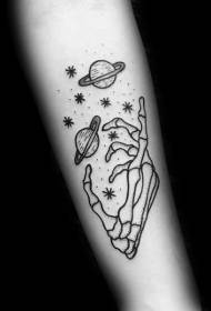 Arm man nero line point hedgehog cù mudellu di tatuaggi di pianeta