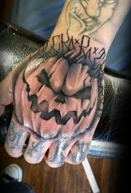 Hand werom yllustraasje styl pumpkin tattoo patroan