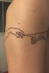 Minimalistinen rivi tatuointi mies käsivarsi mustalla kädellä tatuointi kuvaa