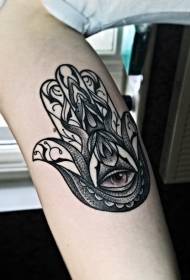 Braț mare în interiorul ochiului alb-negru Fatima model de tatuaj de mână